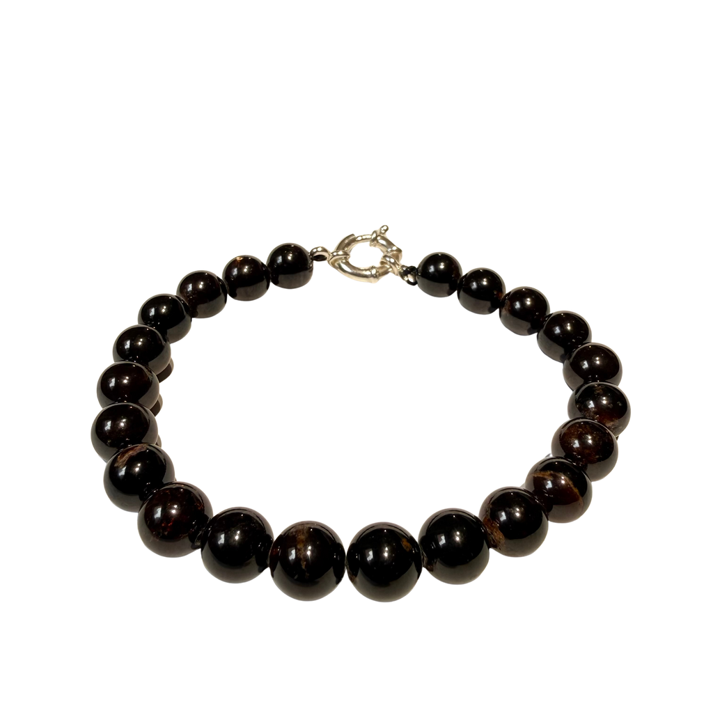Pulsera de granate natural con cierre de plata 925