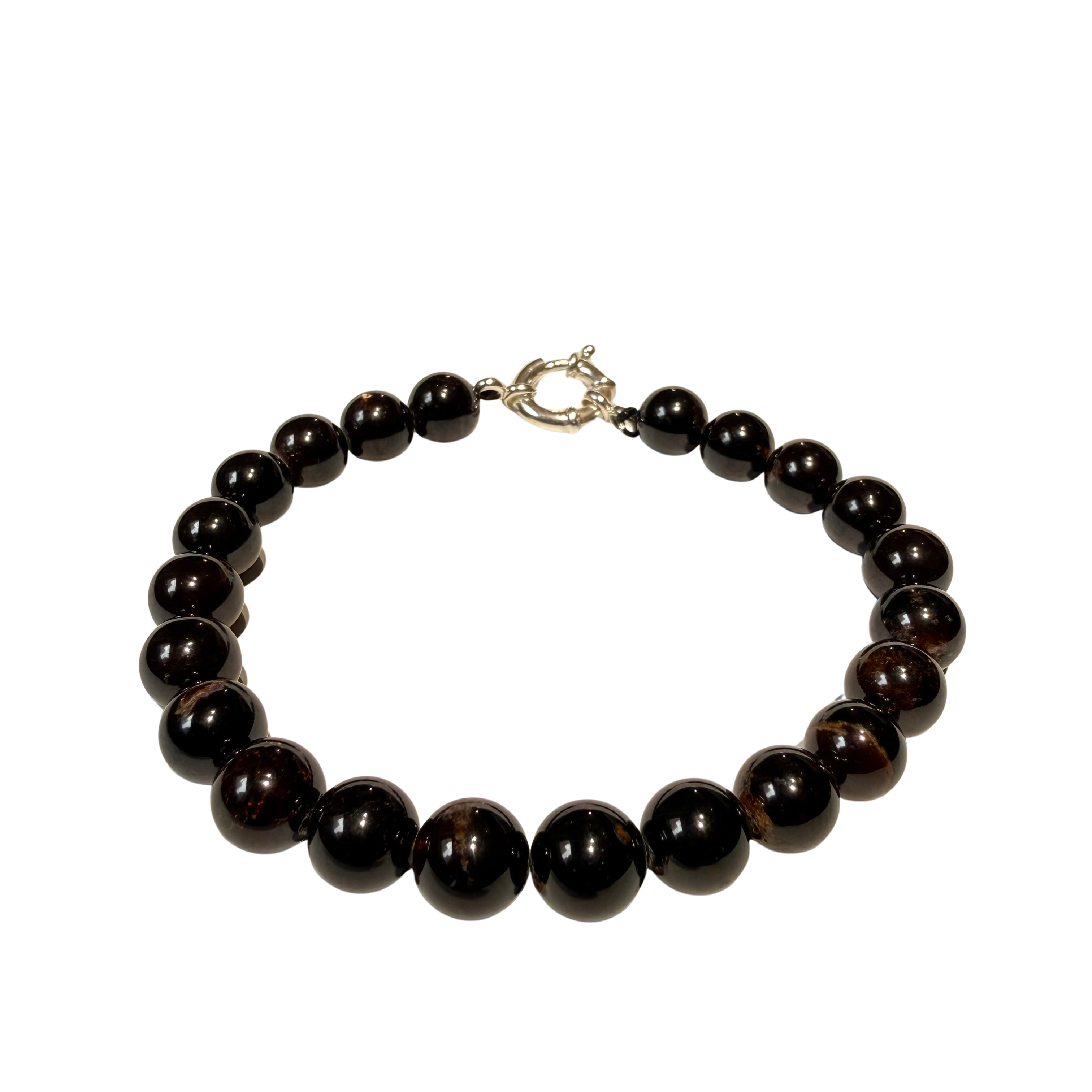 Pulsera de granate natural con cierre de plata 925