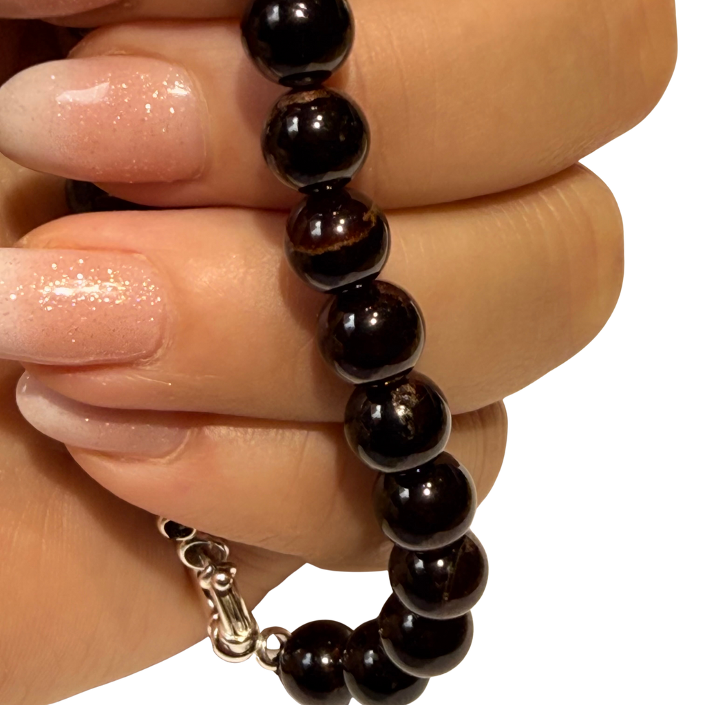 Pulsera de granate natural con cierre de plata 925