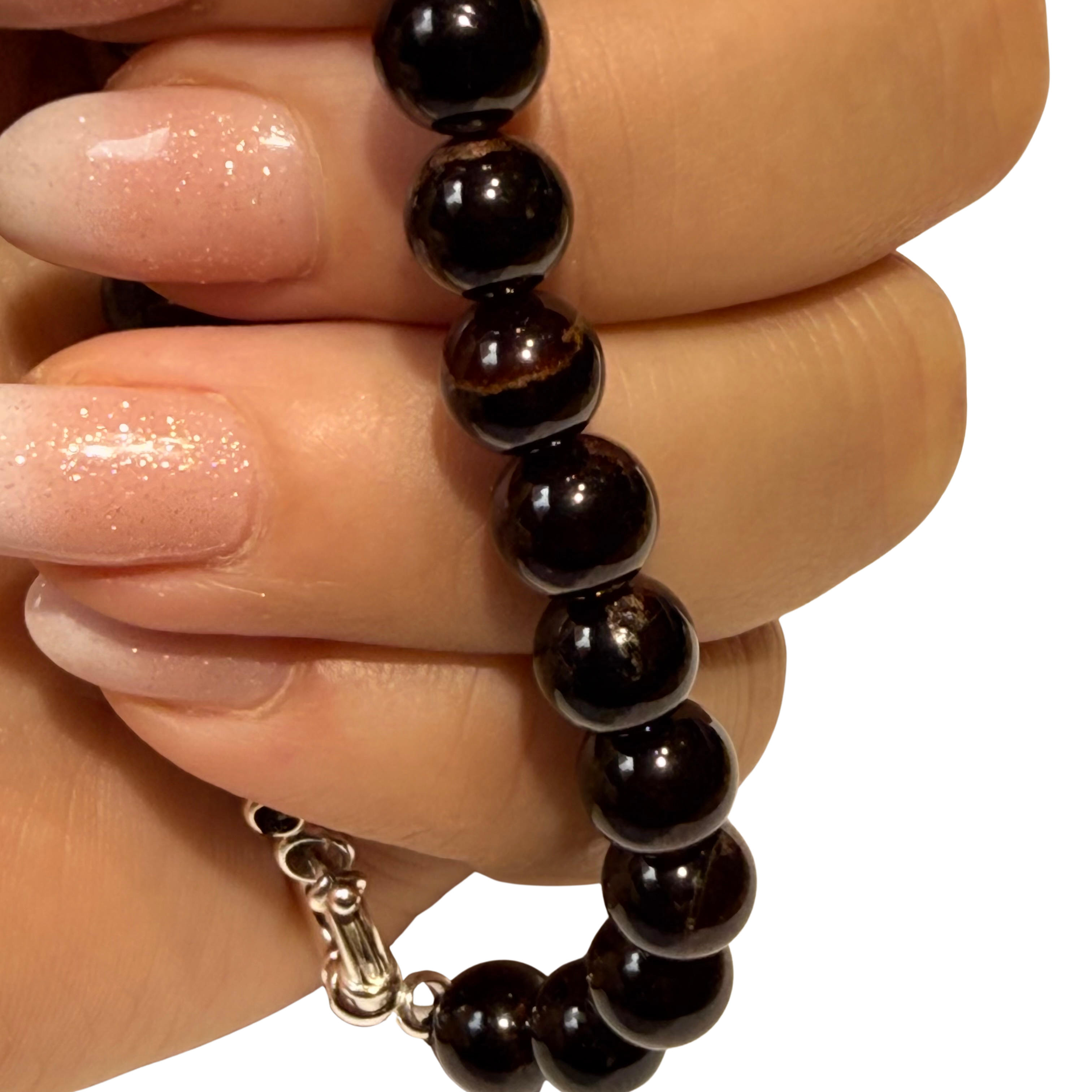 Pulsera de granate natural con cierre de plata 925