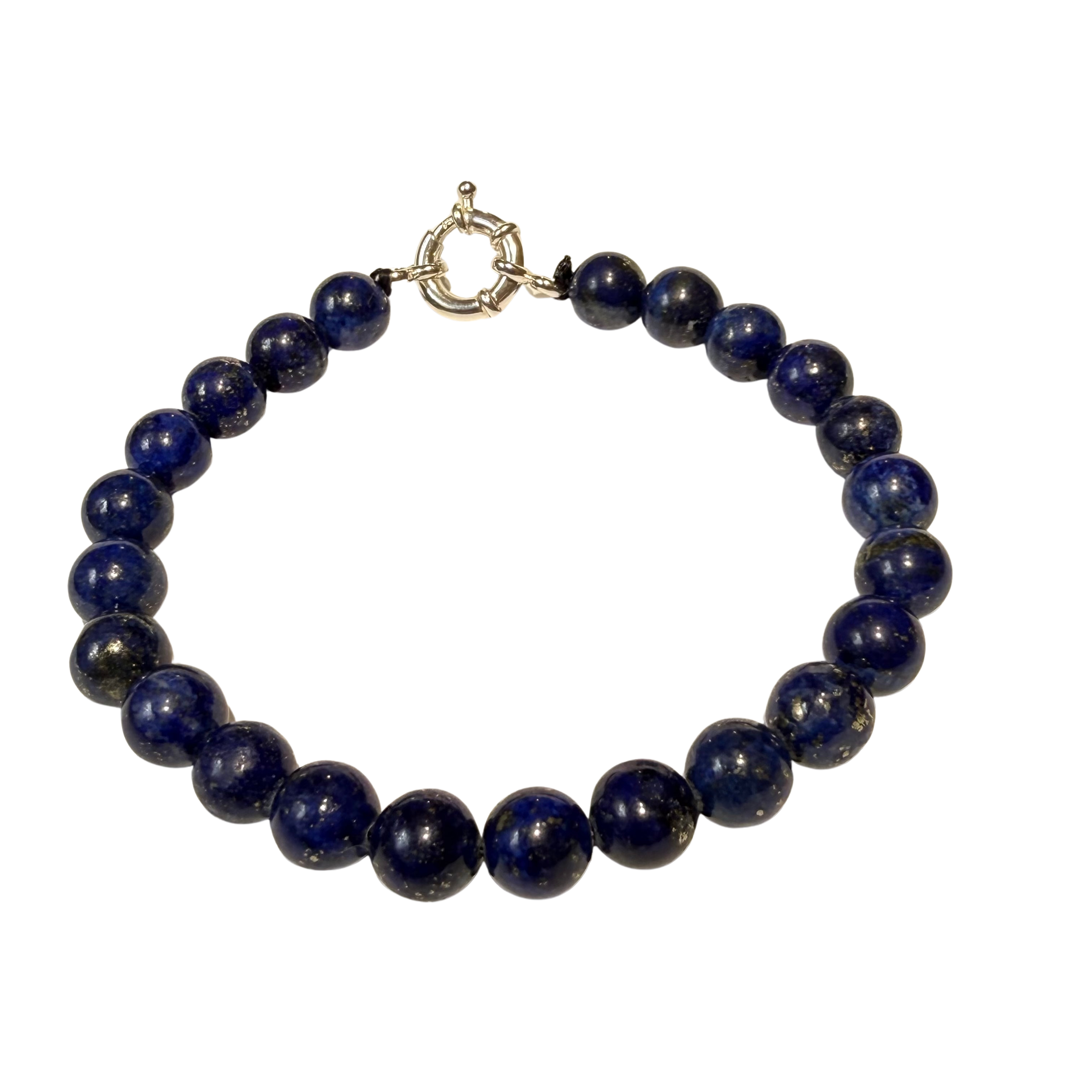 Pulsera de lapislázuli natural con cierre de plata 925