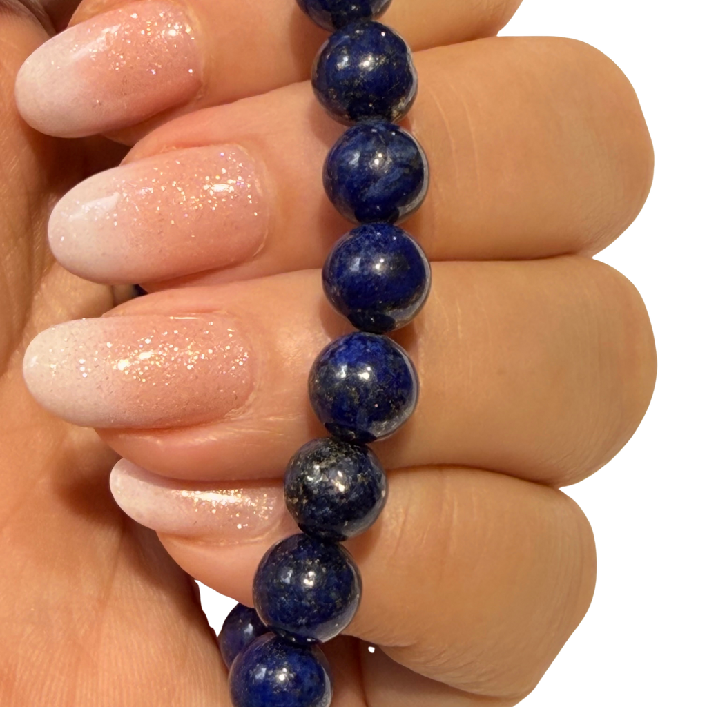 Pulsera de lapislázuli natural con cierre de plata 925