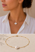 Collar de Perla Barroca Natural – Acero Inoxidable Dorado