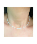 Collar de piedra luna natural en plata 925 ajustable 40–47 cm con pepitas de plata