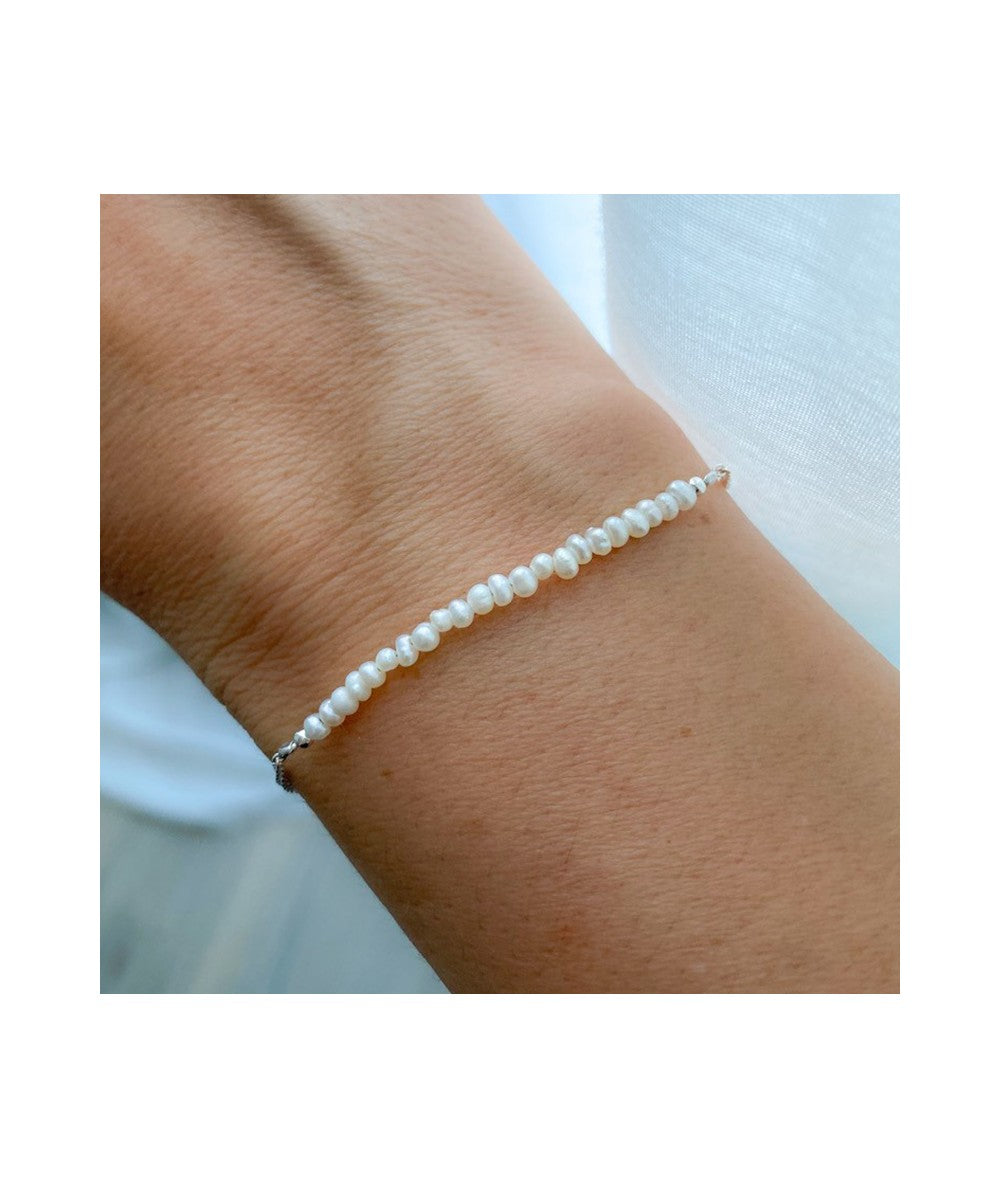 Pulsera de perlas naturales en plata 925 ajustable 19 cm – diseño fino y elegante