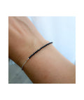 Pulsera de espinela negra natural en plata 925 ajustable 19 cm – diseño fino y elegante